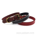 Pure cowhide pet leather collar pet collar bronze hardware accessories collar wholesale pet supplies